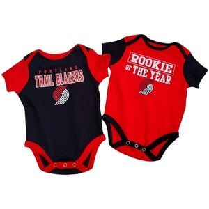 Portland Trail Blazers Baby Bodysuits Two Size 0-3 Months Red Logo Rookie